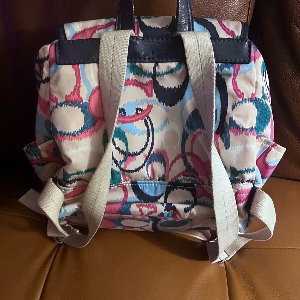 Coach RARE Multicolor Pink Blue Backpack - Picture 2 of 6